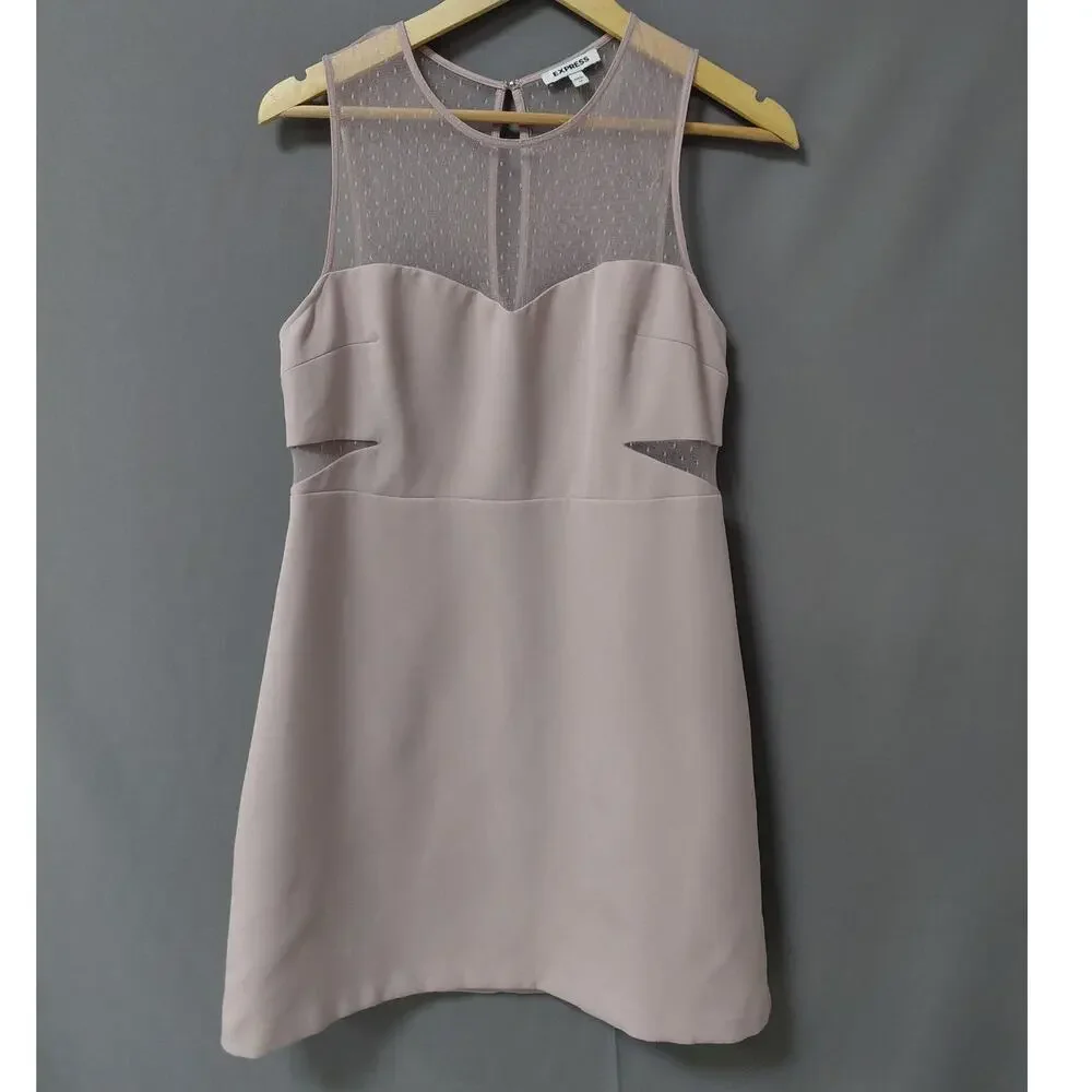 Express Mesh Neckline Cutout Sleeveless A-Line Mini Dress Women Size 12
